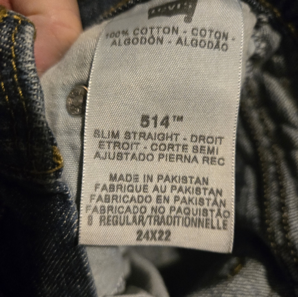LEVIS slim straight distressed jeans 514 8reg 24/22 - Picture 6 of 9